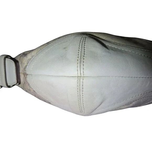 Coach 2003 Cream & White Canvas and Leather Signature Demi Baguette Shoulder Bag - Picture 9 of 12